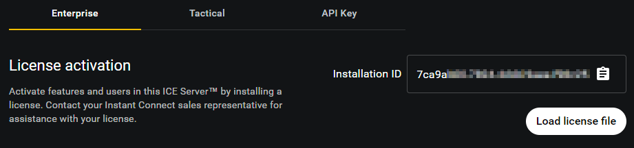 Enterprise License Activation screen.