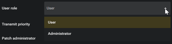 User role selection screen. User role selection screen.