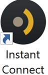 A black circle with a yellow and blue arrow Description automatically generated